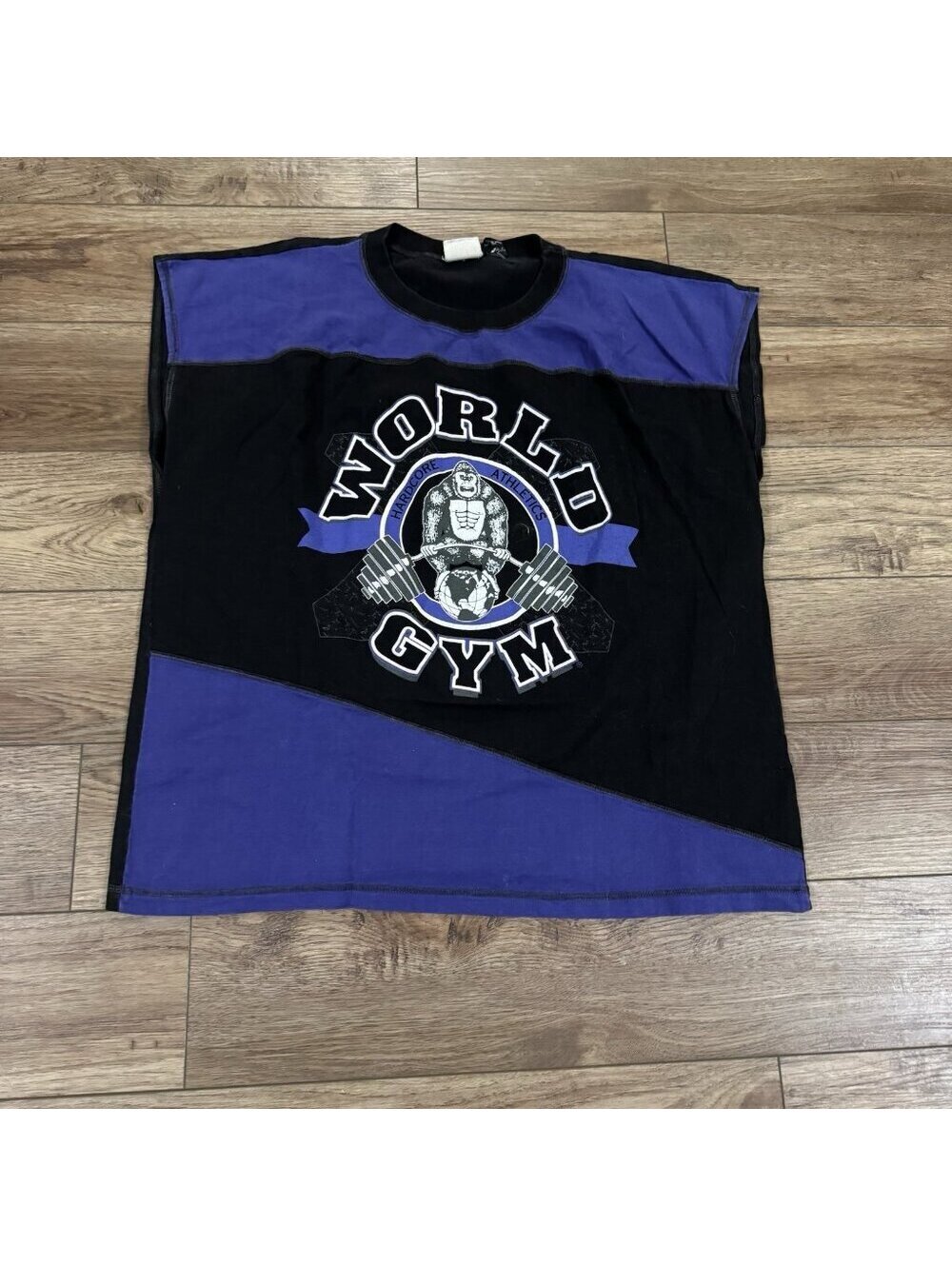 Vintage 90s World Gym Gorilla Purple Colorblock Tank Top XL
